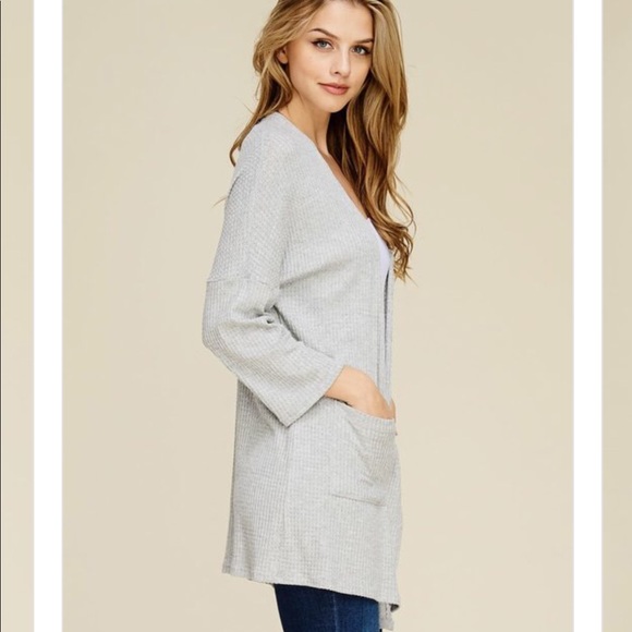 Natural Waffle Knit Cardigan with pockets - Picture 5 of 8